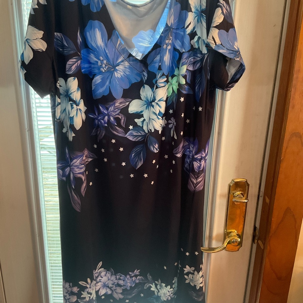 Floral Black and Blue Dress
